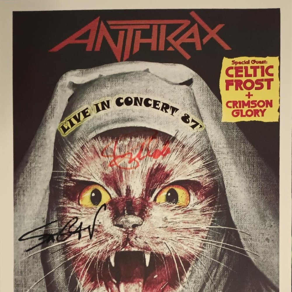 1987 Anthrax SIGNED Original Lithograph Concert Poster REPRODUCTION (RP)